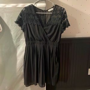 Pleated Lace Babydoll Dress